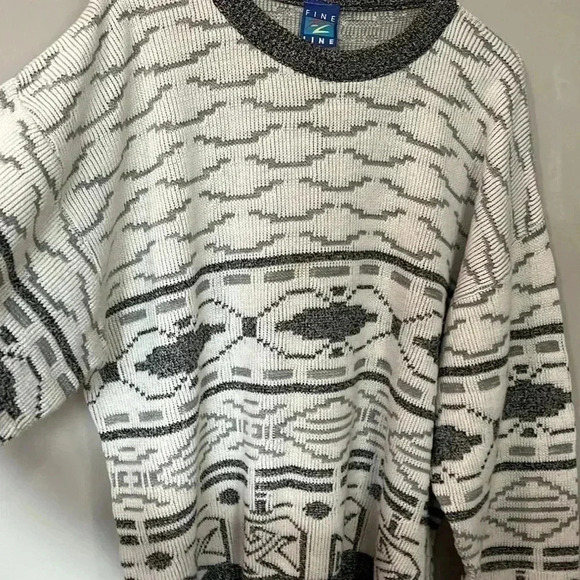 [2XL]Vintage Fine Line Men Aztec Geo  Pattern Knit Men Sweater - Picture 4 of 8